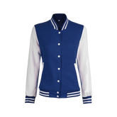 Royal Blue and White Womens Letterman Jacket - Bomber Style